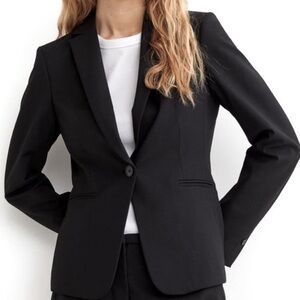 DIVIDED H&M Single Breasted Hourglass Blazer Tailored Boxy Long Sleeve Black 12